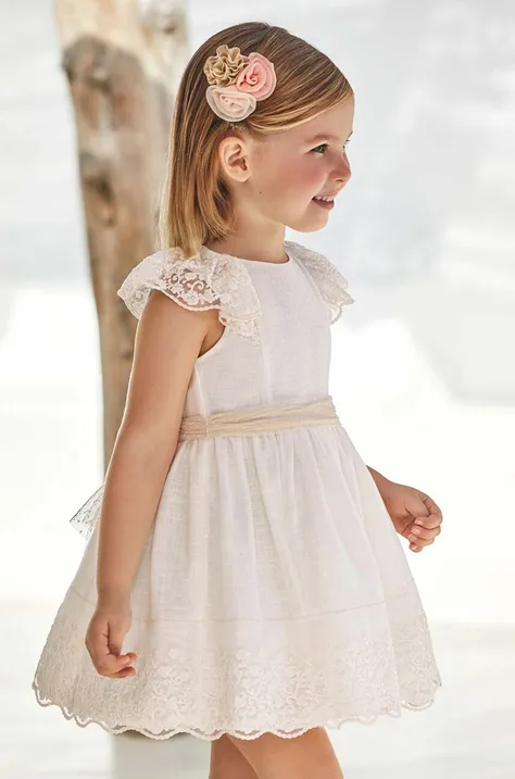 Детское платье Mayoral цвет бежевый mini расклешённая