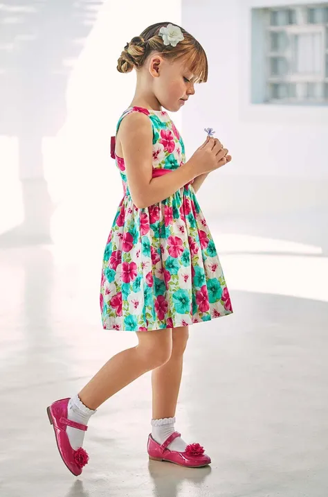 Παιδικό βαμβακερό φόρεμα Mayoral χρώμα: ροζ