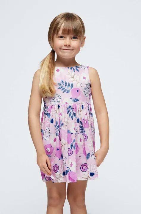 Хлопковое детское платье Mayoral цвет фиолетовый mini расклешённая
