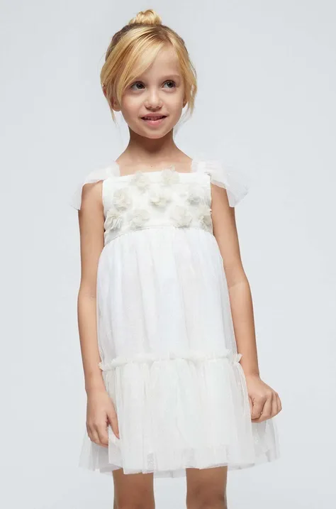 Dívčí šaty Mayoral béžová barva, mini