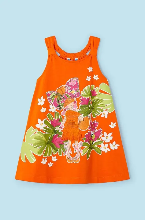 Dječja haljina Mayoral boja: narančasta, mini, širi se prema dolje