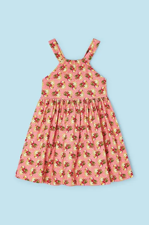 Dječja pamučna haljina Mayoral boja: ružičasta, mini, širi se prema dolje