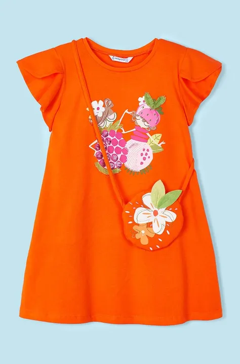 Παιδικό βαμβακερό φόρεμα Mayoral χρώμα: πορτοκαλί
