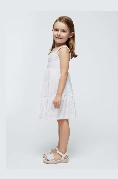 Детское платье Mayoral цвет белый mini расклешённая