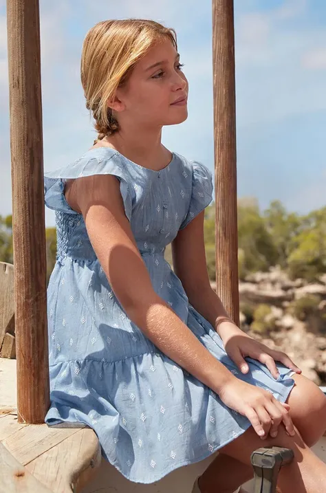 Детска рокля Mayoral в синьо къса разкроена