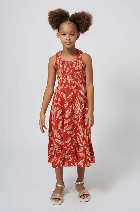 Хлопковое детское платье Mayoral цвет оранжевый midi прямая