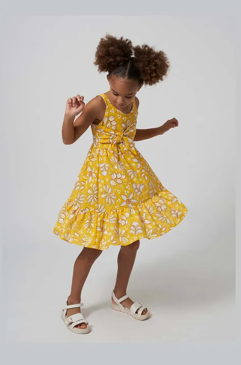 Детское платье Mayoral цвет жёлтый mini расклешённая