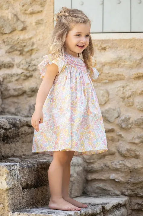 Dječja pamučna haljina Tartine et Chocolat boja: bež, mini, širi se prema dolje