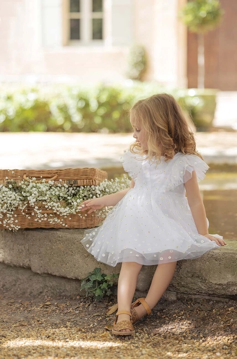 Haljina za bebe Tartine et Chocolat boja: bijela, mini, širi se prema dolje