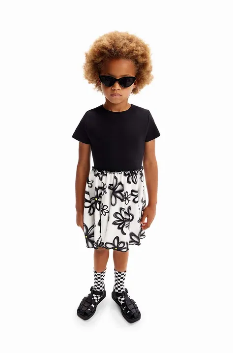 Otroška obleka Desigual črna barva