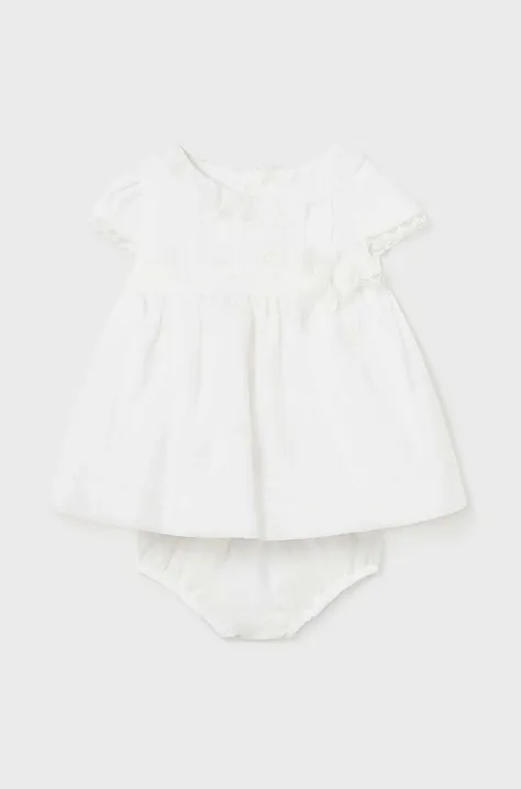 Mayoral Newborn sukienka niemowlęca kolor beżowy mini rozkloszowana