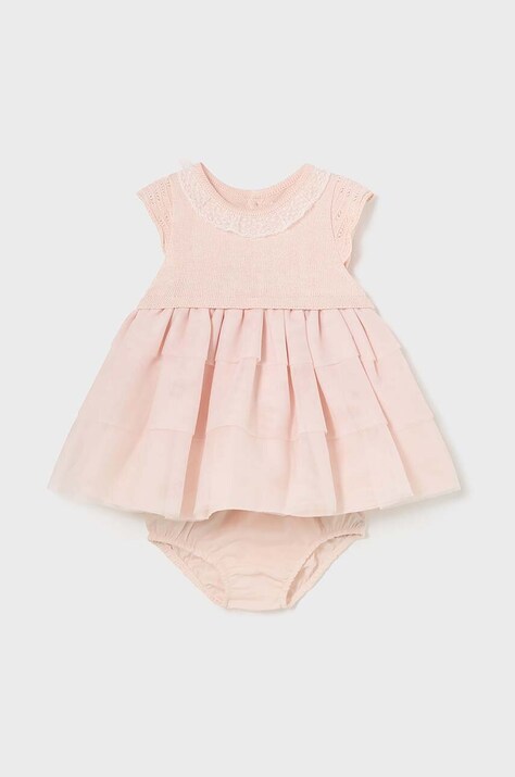 Mayoral Newborn rochie bebe culoarea bej, mini, evazată