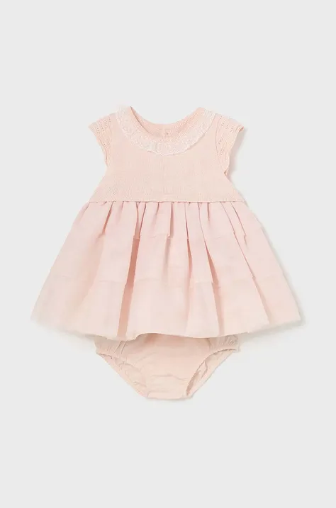 Сукня для немовлят Mayoral Newborn колір бежевий mini розкльошена
