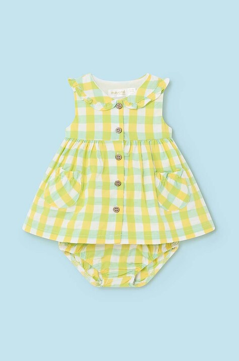 Mayoral Newborn rochie din bumbac pentru bebeluși culoarea galben, mini, evazată