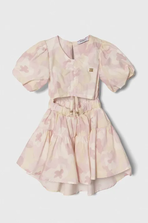 Хлопковое детское платье Pinko Up цвет бежевый mini расклешённая