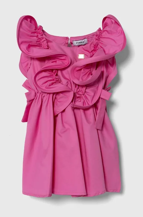 Pinko Up rochie din bumbac pentru copii culoarea roz, mini, evazati