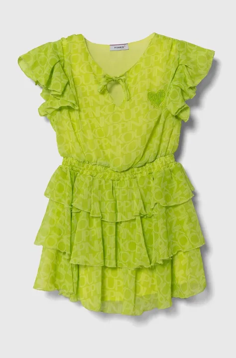 Dječja haljina Pinko Up boja: zelena, mini, širi se prema dolje