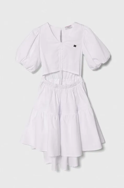 Dječja haljina Pinko Up boja: bijela, mini, širi se prema dolje