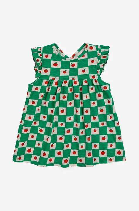 Хлопковое детское платье Bobo Choses цвет зелёный mini расклешённая