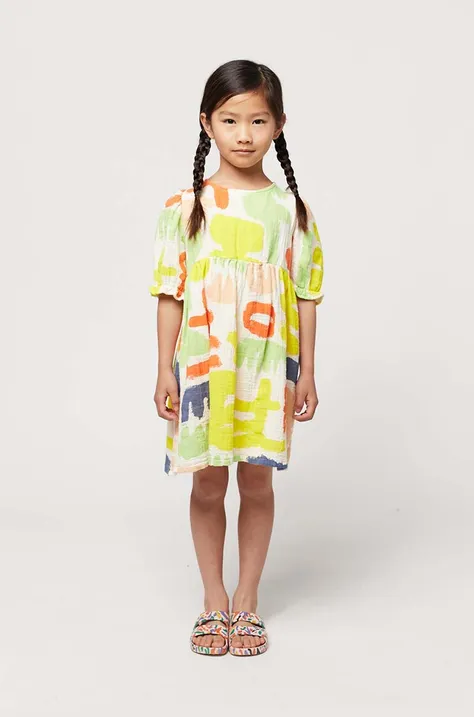 Хлопковое детское платье Bobo Choses цвет жёлтый mini расклешённая