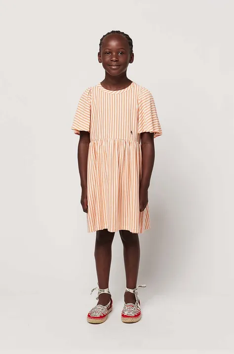 Хлопковое детское платье Bobo Choses цвет оранжевый mini расклешённая