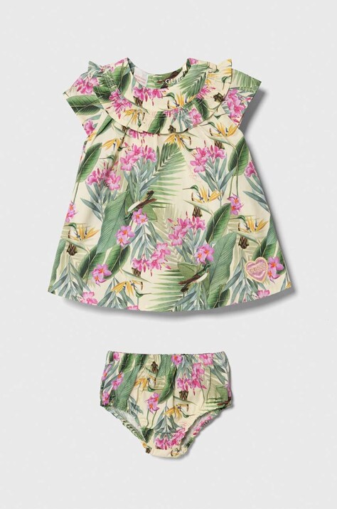 Guess rochie bebe culoarea verde, mini, evazată