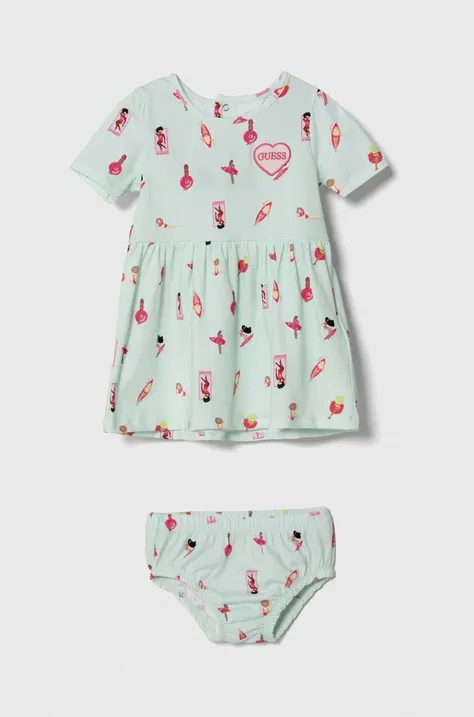 Сукня для немовлят Guess колір бірюзовий mini розкльошена