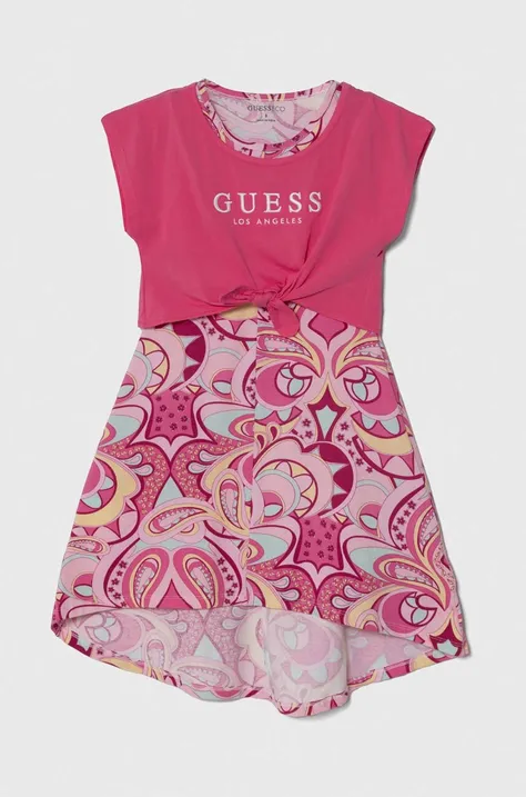 Guess gyerek ruha rózsaszín, mini, harang alakú