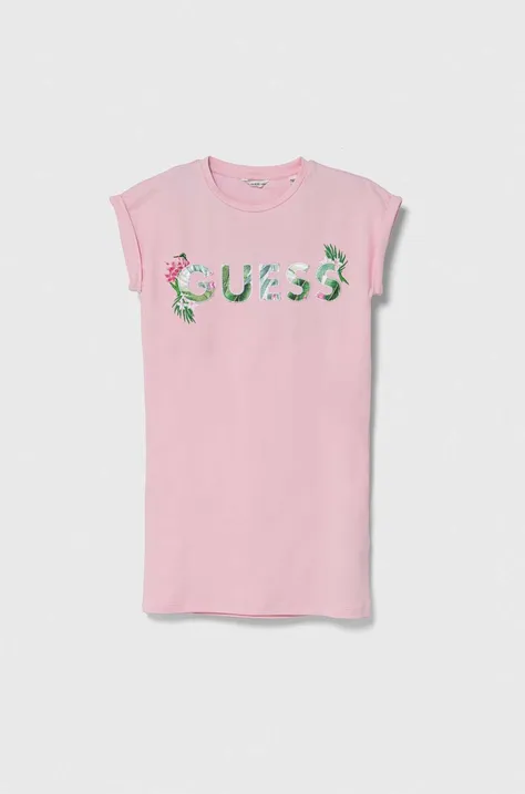 Παιδικό φόρεμα Guess χρώμα: ροζ