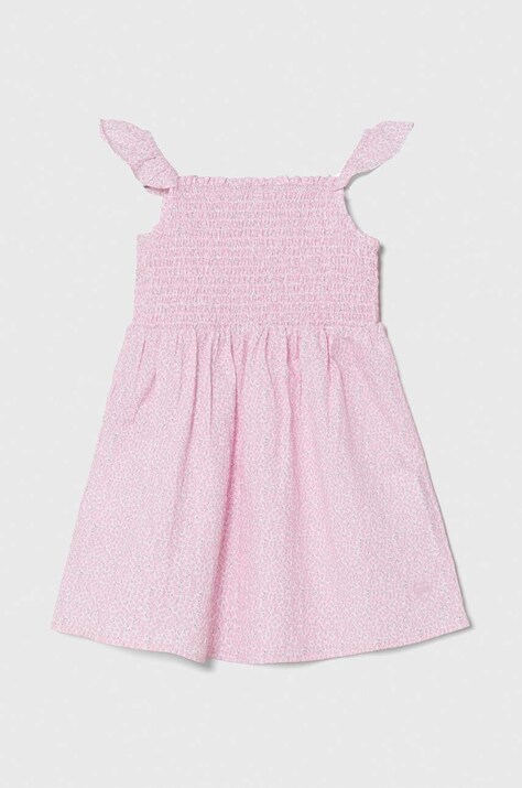 Guess rochie fete culoarea roz, mini, evazată