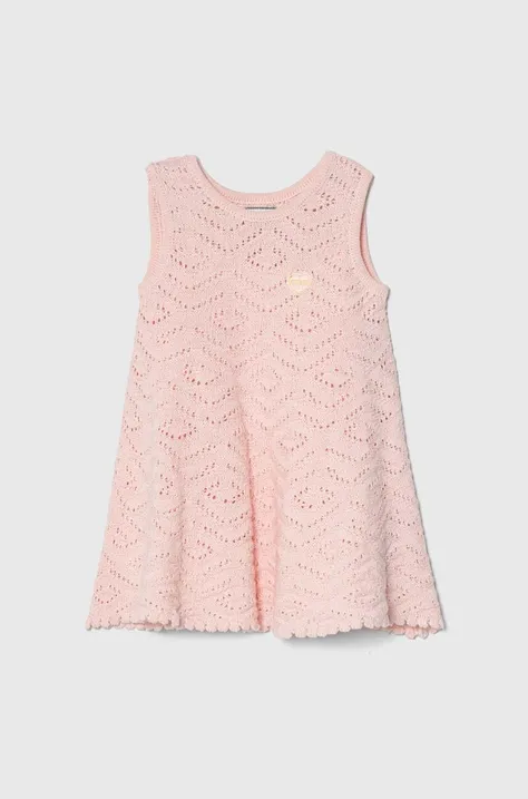 Хлопковое детское платье Guess цвет розовый mini расклешённая