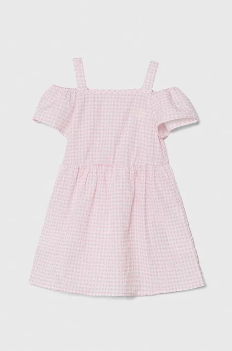 Guess gyerek ruha rózsaszín, mini, harang alakú