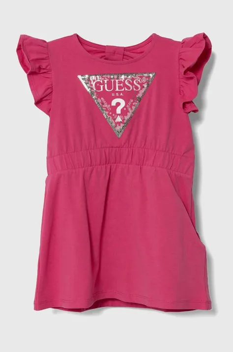 Детска рокля Guess в розово къса разкроена