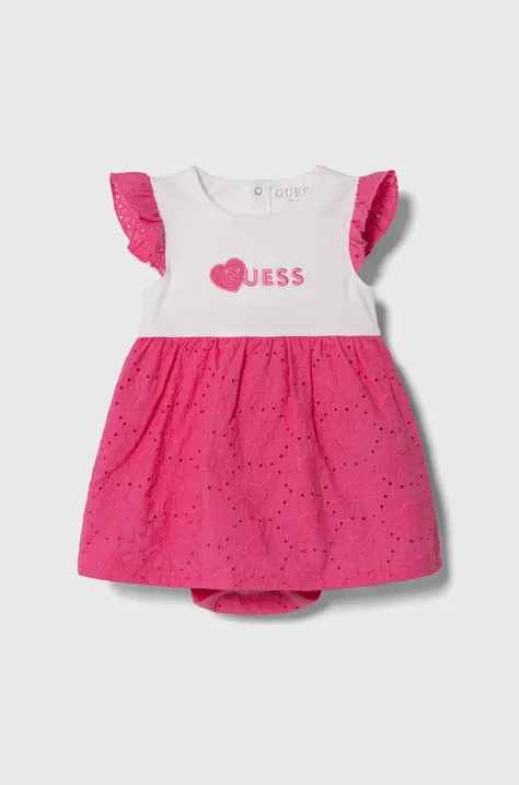 Бебешка рокля Guess в розово къса разкроена