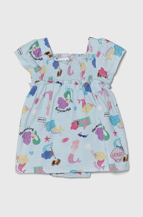 Guess sukienka niemowlęca kolor turkusowy mini rozkloszowana