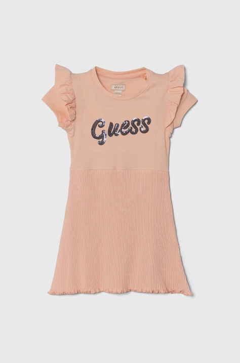 Παιδικό φόρεμα Guess χρώμα: πορτοκαλί