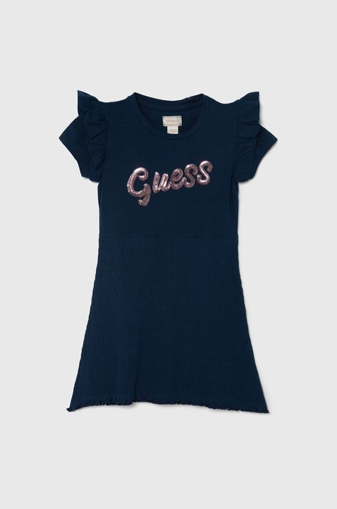 Guess rochie fete culoarea albastru marin, mini, evazati