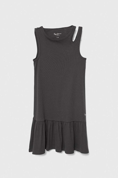 Pepe Jeans rochie fete ROMINA culoarea gri, mini, evazată