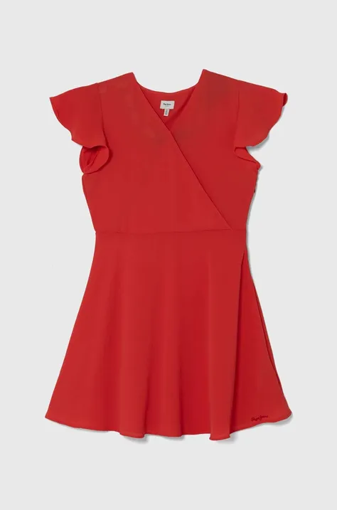 Dječja haljina Pepe Jeans RACHNA boja: crvena, mini, širi se prema dolje