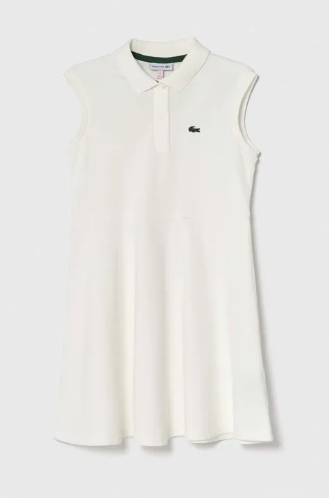 Dievčenské šaty Lacoste béžová farba, mini, áčkový strih