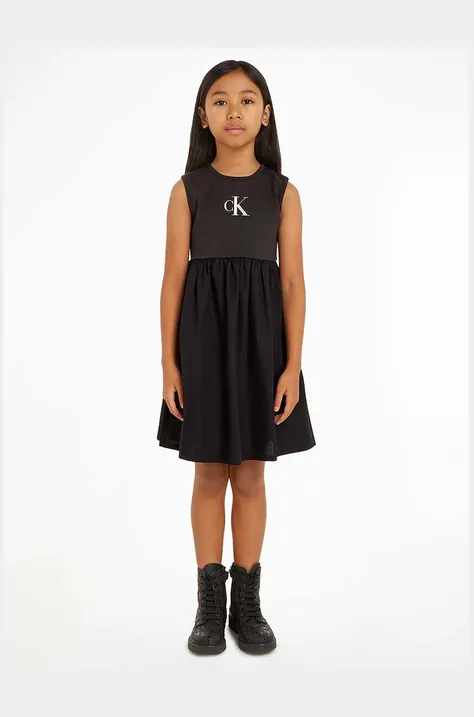 Otroška obleka Calvin Klein Jeans črna barva