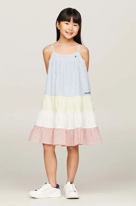 Dječja pamučna haljina Tommy Hilfiger mini, širi se prema dolje