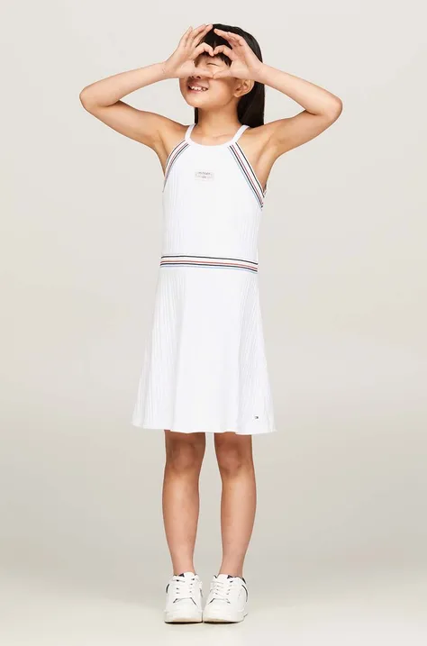 Детска рокля Tommy Hilfiger в бяло къса със стандартна кройка