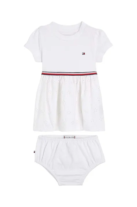 Obleka za dojenčka Tommy Hilfiger bela barva