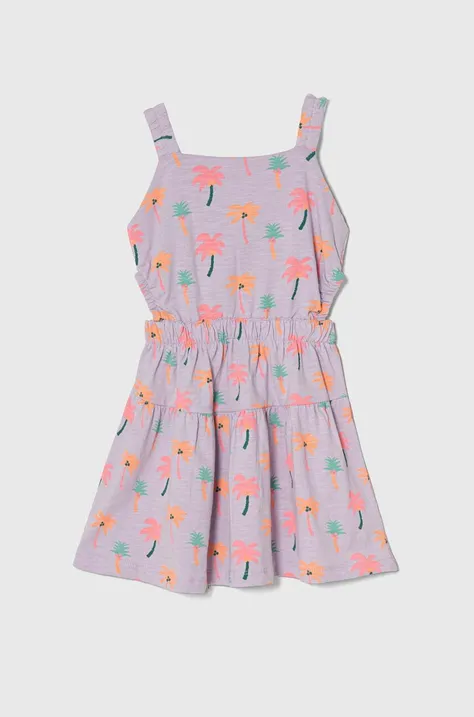 Dječja pamučna haljina zippy boja: ljubičasta, mini, širi se prema dolje