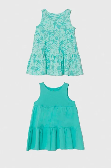 Παιδικό βαμβακερό φόρεμα zippy 2-pack χρώμα: τιρκουάζ