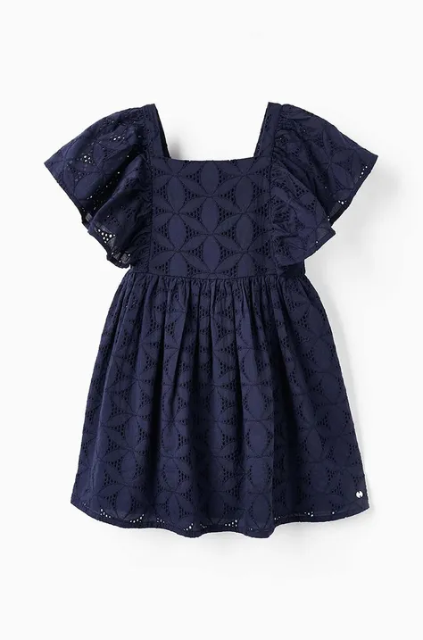 Παιδικό βαμβακερό φόρεμα zippy χρώμα: ναυτικό μπλε