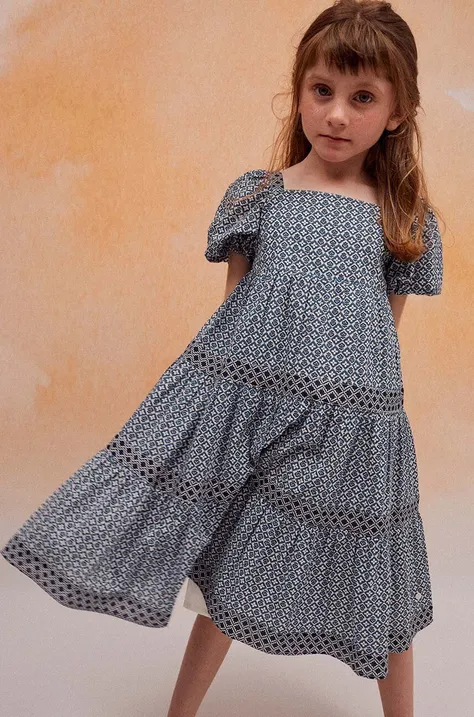 Dievčenské bavlnené šaty zippy midi, áčkový strih