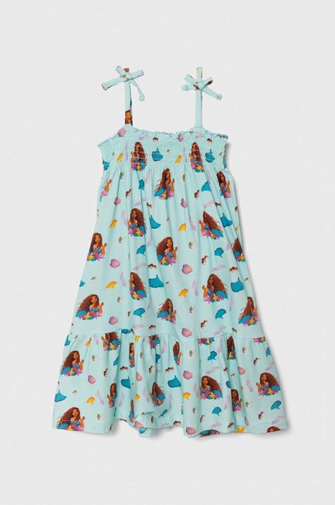 zippy rochie din bumbac pentru copii x Disney culoarea turcoaz, mini, evazată