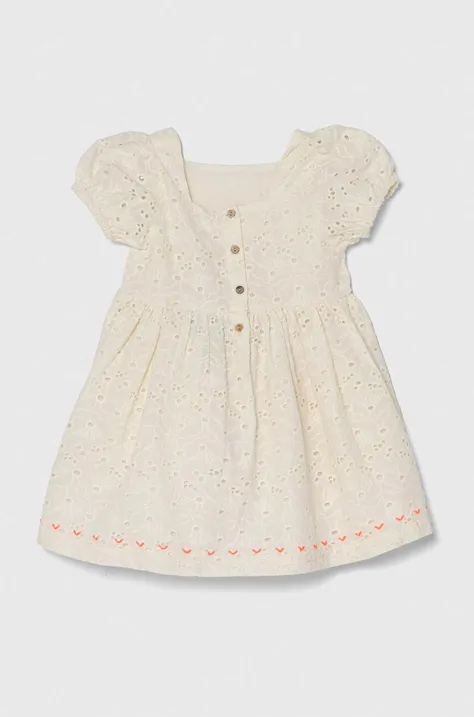 Dětské bavlněné šaty zippy béžová barva, mini